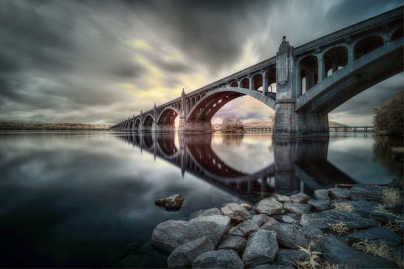 Bridges, Bridge, Borough of Columbia, Pennsylvania, HD wallpaper