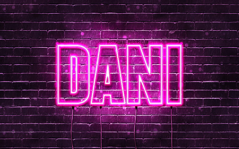Dani with names, female names, Dani name, purple neon lights, Happy Birtay Dani, with Dani name, HD wallpaper