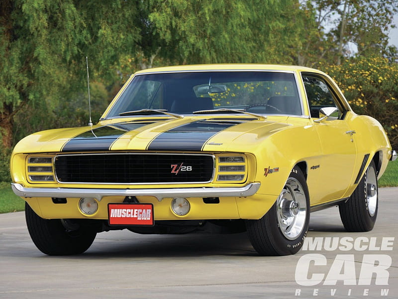 1969-Chevrolet-Camaro 28, Yellow, GM, Bowtie, Black Stripes, HD wallpaper |  Peakpx