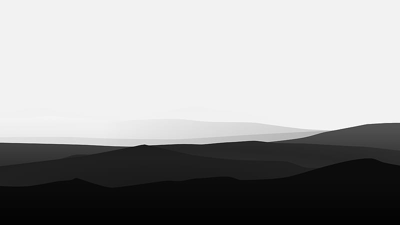Minimalist Mountains Black And White, minimalism, mountains, black-and-white, monochrome, HD wallpaper