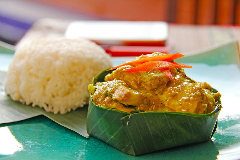 Delicious Fish Meal, rice, menue, banana leaf, delicious, food, fish, HD wallpaper