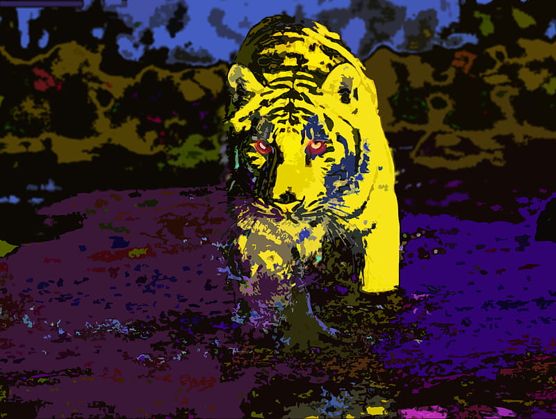 Neon-tiger, color, cool, neon, tiger, HD wallpaper