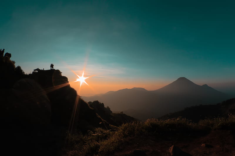 indonesia sunrise, amazing, bonito, dieng, land, landscape, mountain, HD wallpaper