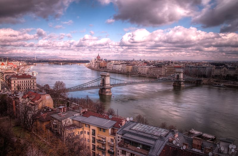 Cities, Bridge, Hungary, Budapest, Danube, , Chain Bridge, HD wallpaper