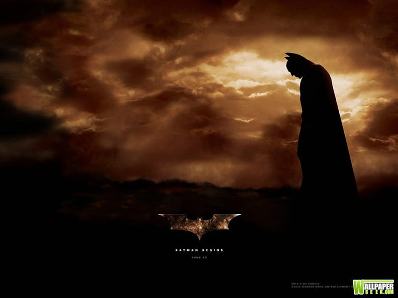 batman begins, batman, sky, silhouette, night, HD wallpaper