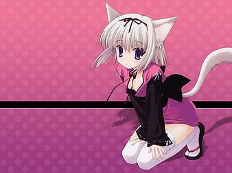 Happy Kawaii Anime Neko Girl Pink Stock Illustration 1536454025