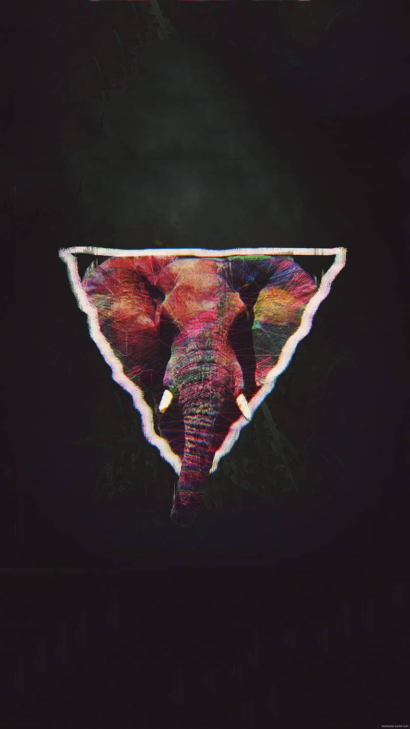 elephant, abstract, animals, triangle, glitch art, vertical, HD phone wallpaper