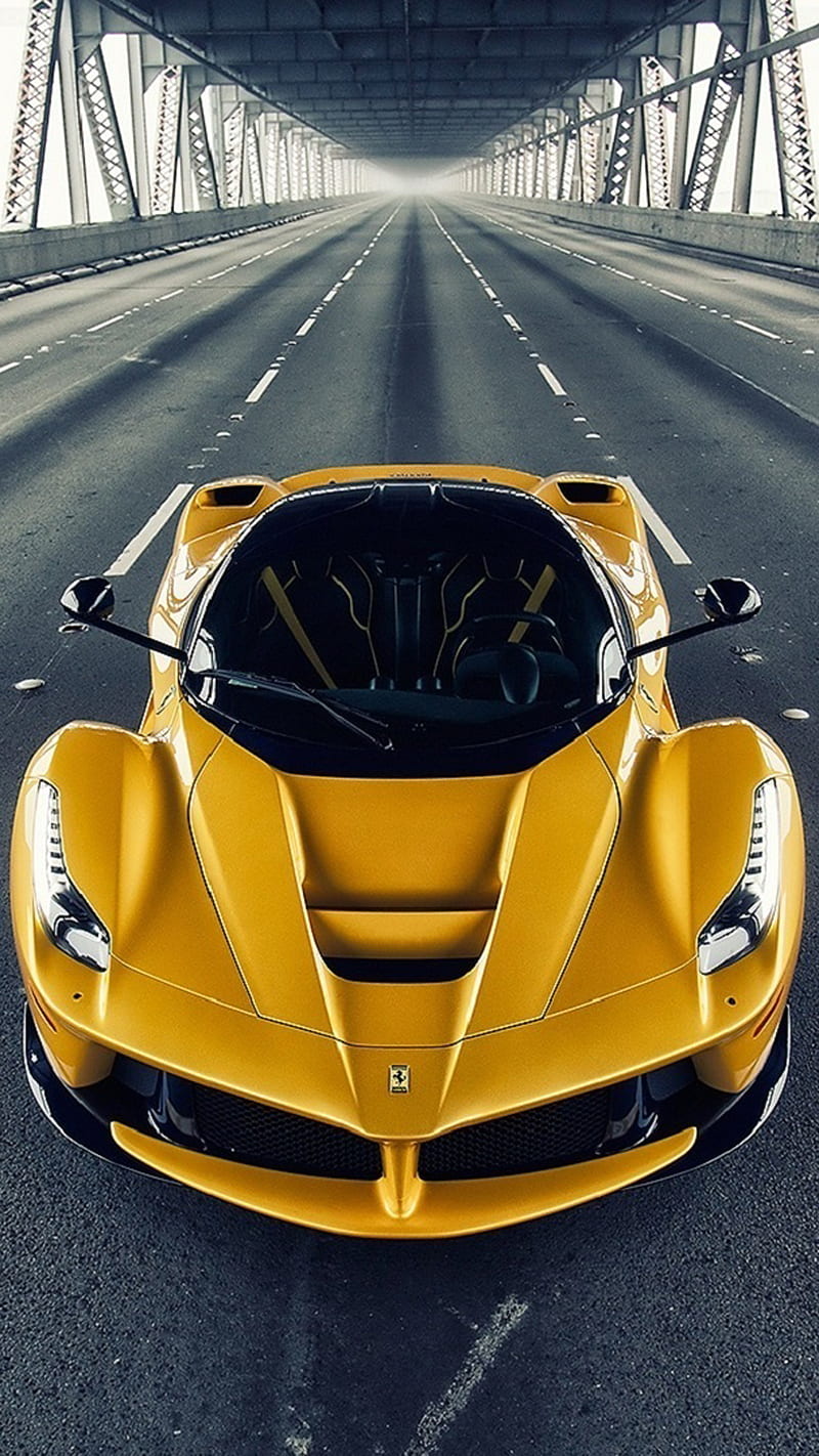 Yellow Laferrari, engine, ferrari, italian, speed, supercar, HD phone wallpaper