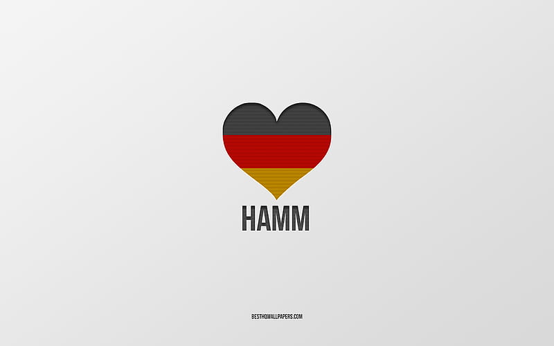 I Love Hamm, German cities, gray background, Germany, German flag heart, Hamm, favorite cities, Love Hamm, HD wallpaper