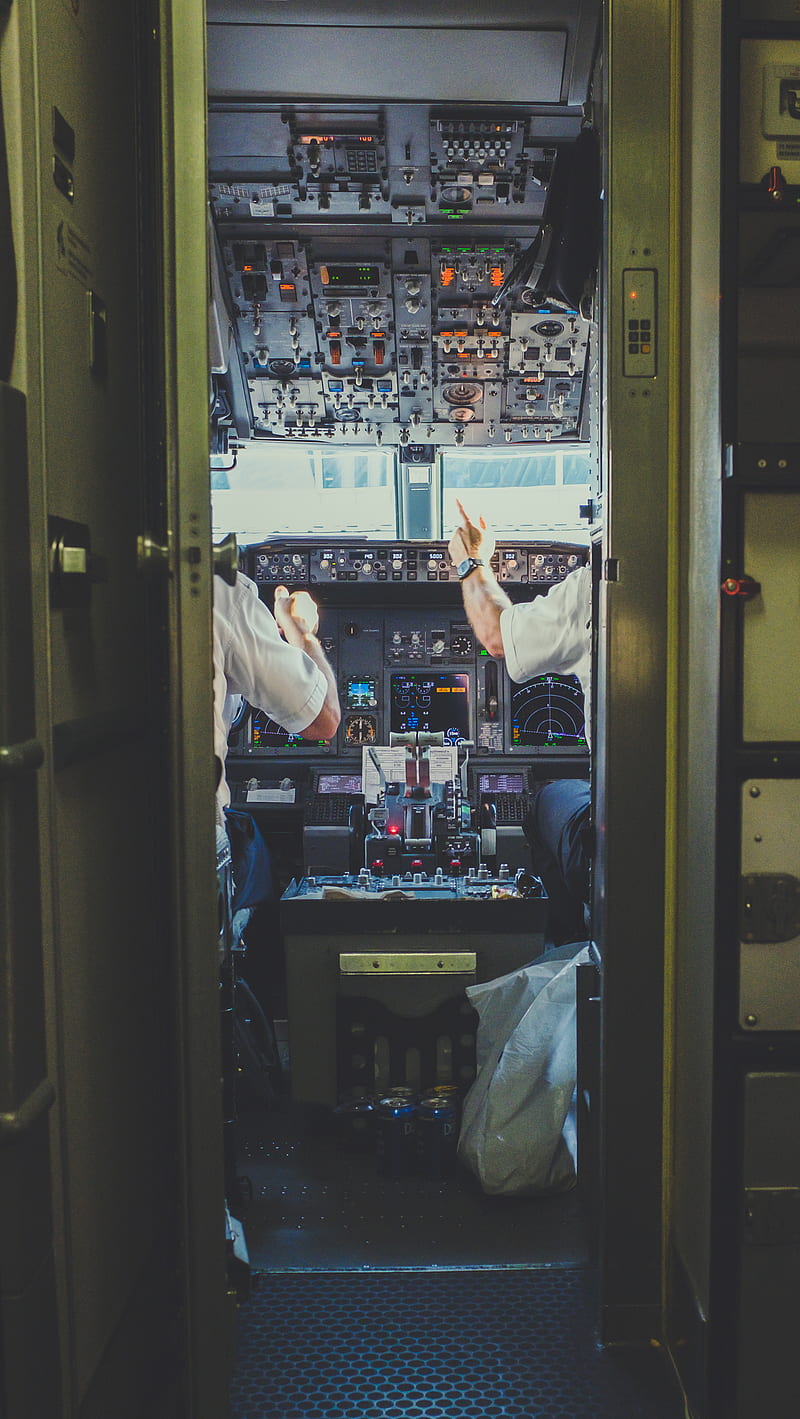 pilot and copilot inside plane cockpit, HD phone wallpaper