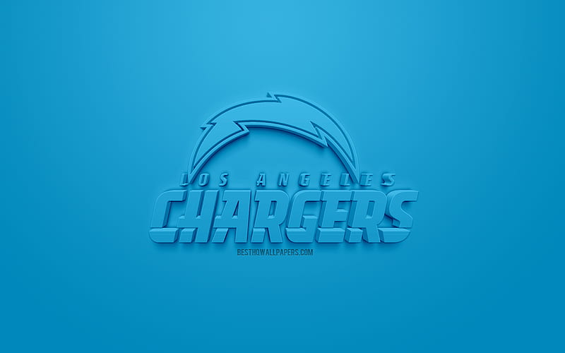 Los Angeles Chargers, American football club, creative 3D logo, blue background, 3d emblem, NFL, Los Angeles, California, USA, National Football League, 3d art, American football, 3d logo, HD wallpaper