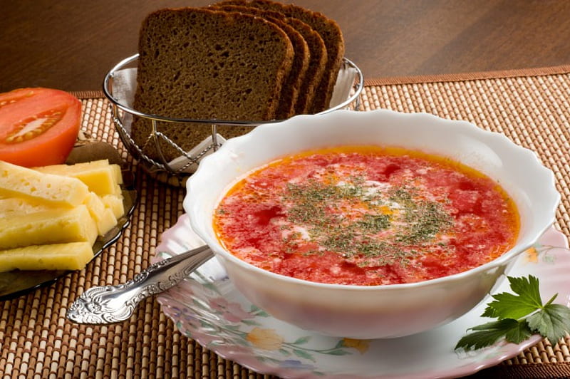 *** Bowl of tomato soup ***, zupa, miska, pomidorowa, jedzenie, HD wallpaper