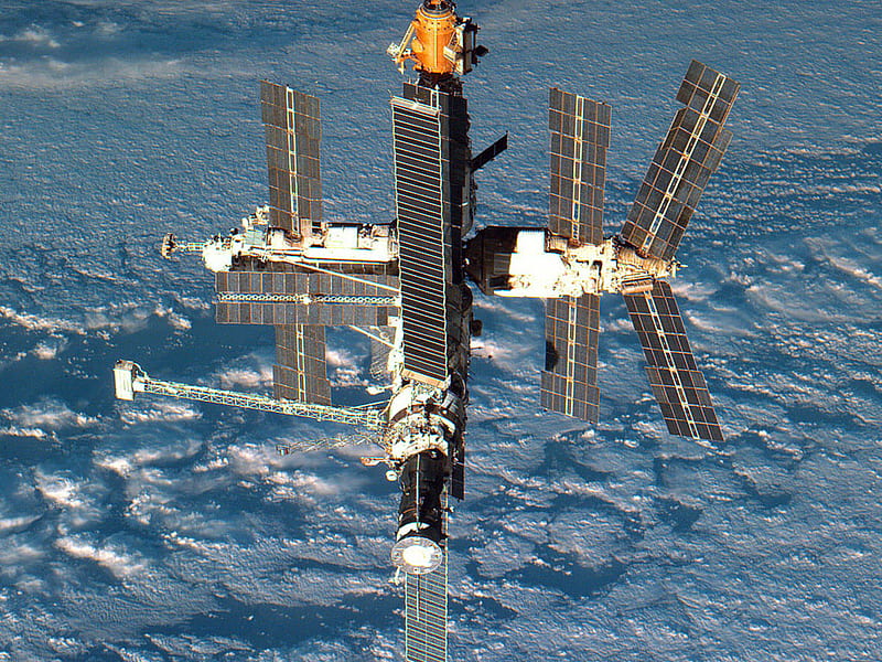 international space station, shadow, planet, clouds, solar panels, HD wallpaper