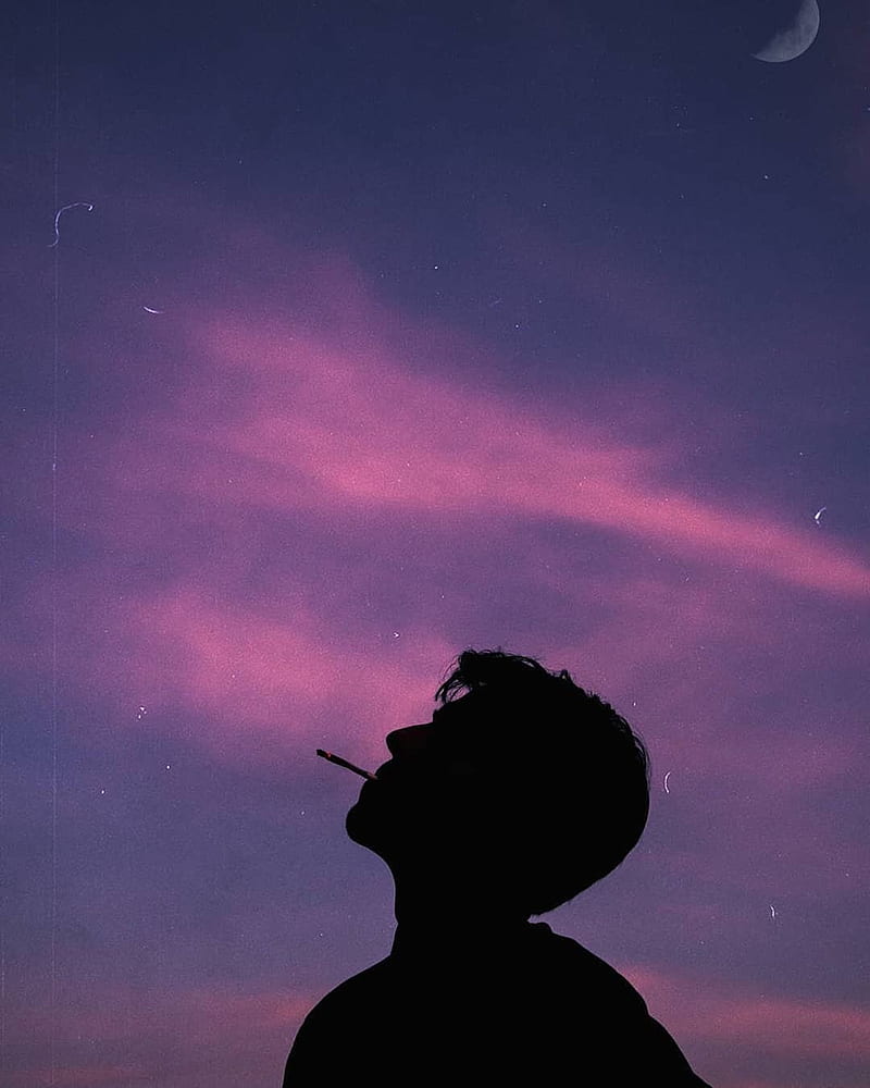 Beautiful sky, cigarette, dream, man, night, people, HD phone wallpaper