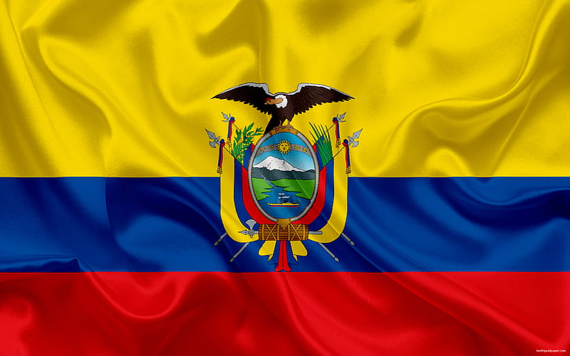 Ecuadorian flag, Ecuador, South America, flag of Ecuador, national flag, silk, HD wallpaper