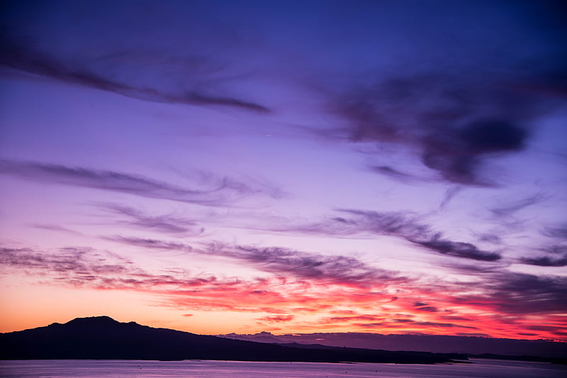 low-angle view of purple and orange clouds during sunset, HD wallpaper