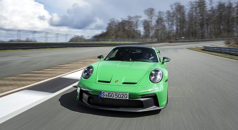 2022 Porsche 911 GT3 (Color: Python Green) - Front , car, HD wallpaper