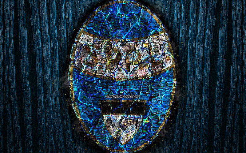 SPAL FC, scorched logo, Serie A, blue wooden background, italian football club, Societa Polisportiva Ars et Labor, grunge, football, soccer, SPAL logo, fire texture, Italy, HD wallpaper