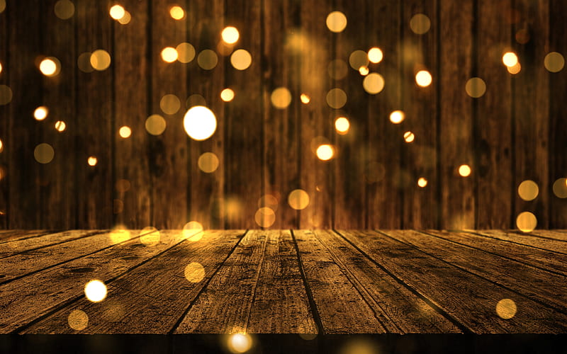 wood stage gold glare, brown wood background, creative, stage, glare backgrounds, HD wallpaper