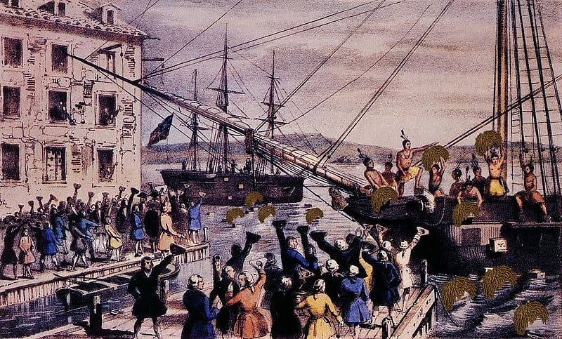 The Boston Tea Party, ship, men, people, docks, women, HD wallpaper