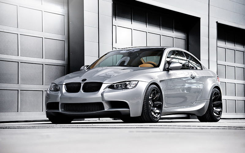 BMW M3, E92, german cars, tuning, silver m3, coupe, BMW, HD wallpaper