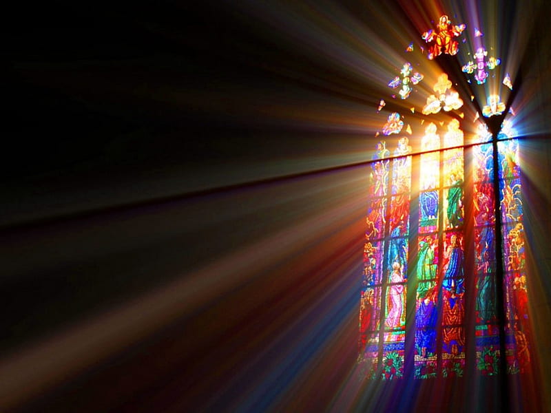 Heavenly light, glass, window, stained glass, colors, light, HD wallpaper