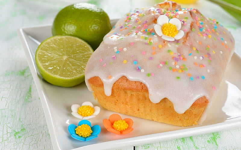 Easter cake, cake, green, food, flower, easter, lemon, dessert, sweet, HD wallpaper
