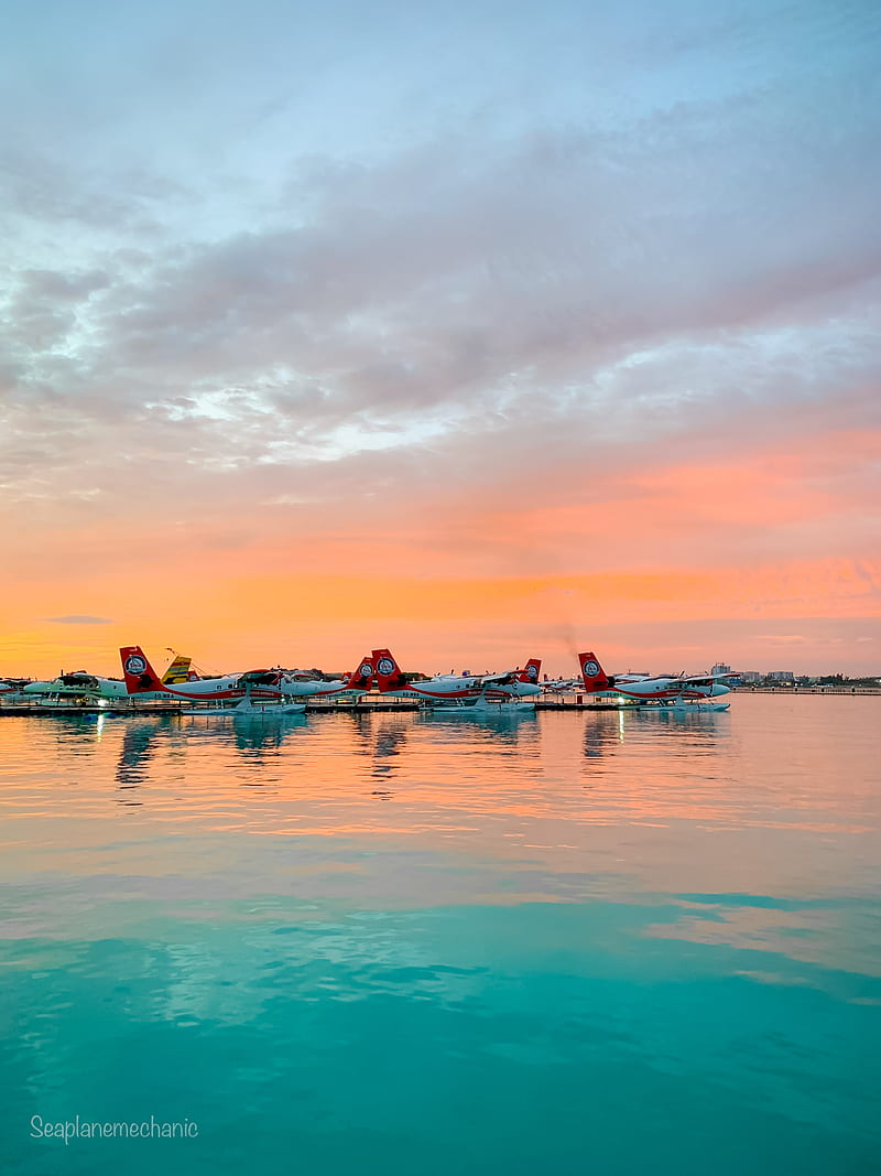 Hope, aero planes, aviation, aviationmood, maldives, saltwater, seaplane, seaplanemechanic, sunset, transmaldivian, HD phone wallpaper