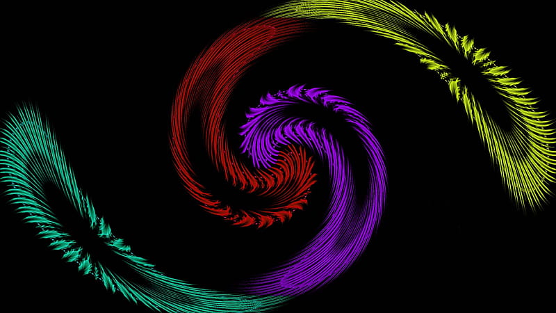 Feather Red Purple Green Abstract, HD wallpaper