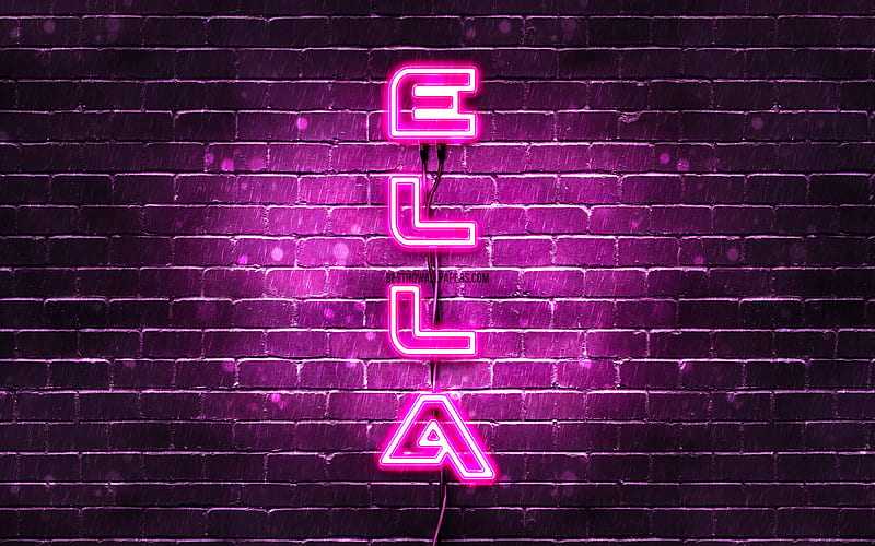 Ella, vertical text, Ella name, with names, female names, purple neon lights, with Ella name, HD wallpaper