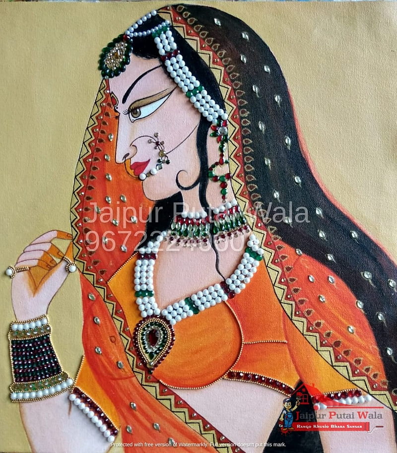 Traditional Rajasthani oil painting - Jaipur Putai Wala, HD phone wallpaper
