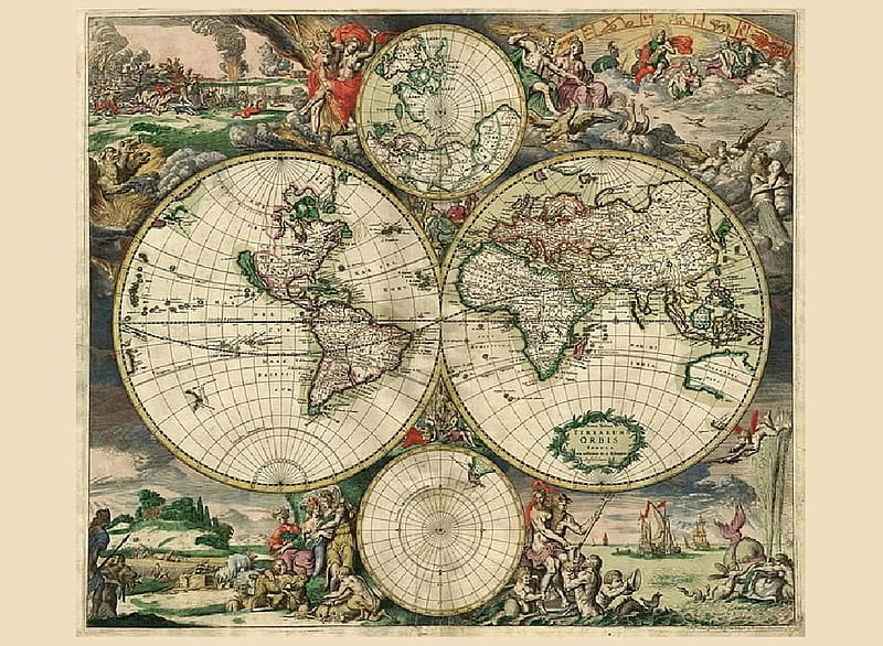 Planisphere of 1689, Ilustration, Map, Planisphere, Cartography, HD wallpaper