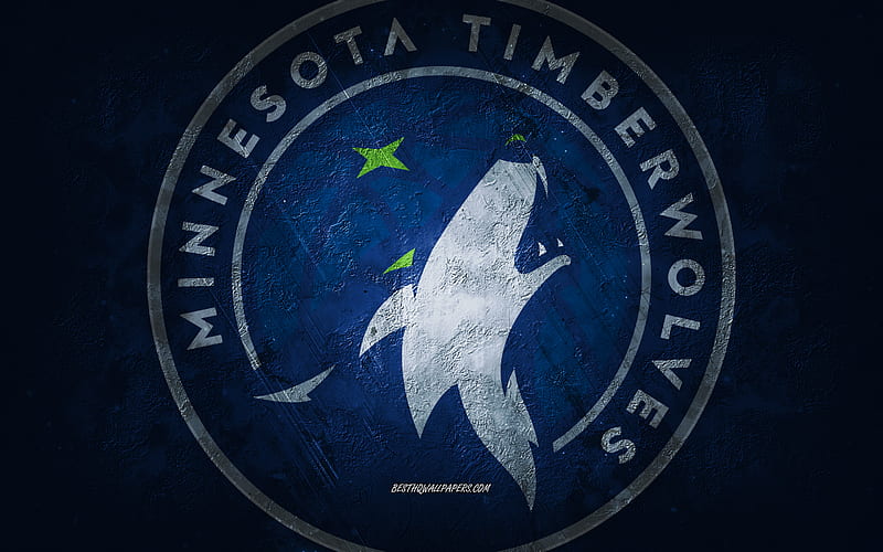 Minnesota Timberwolves, American basketball team, blue stone background, Minnesota Timberwolves logo, grunge art, NBA, basketball, USA, Minnesota Timberwolves emblem, HD wallpaper