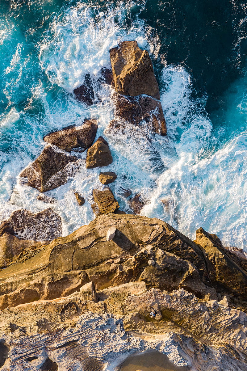 rocks, stones, surf, waves, sea, HD phone wallpaper