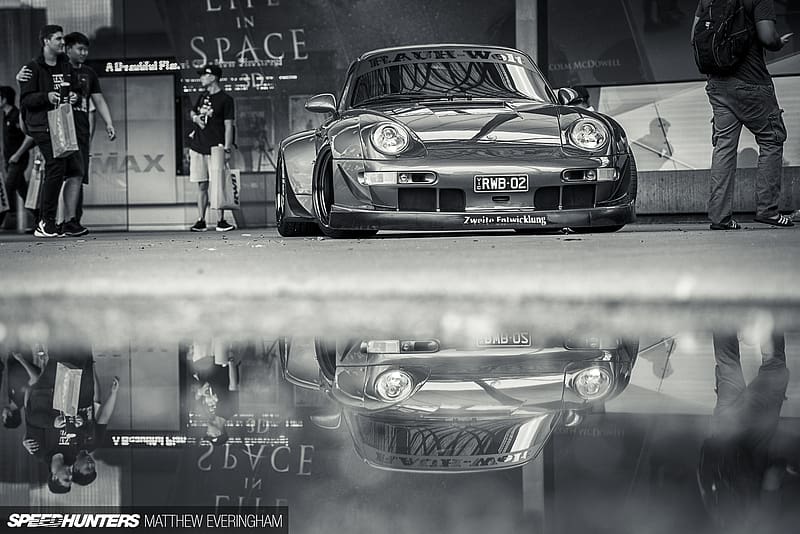 Porsche, Reflection, Porsche 911 Gt3, Vehicles, Black & White, HD wallpaper