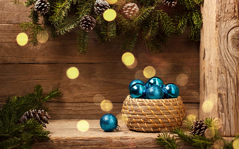 Merry Christmas!, deco, craciun, christmas, brown, new year, blue, card, wood, HD wallpaper