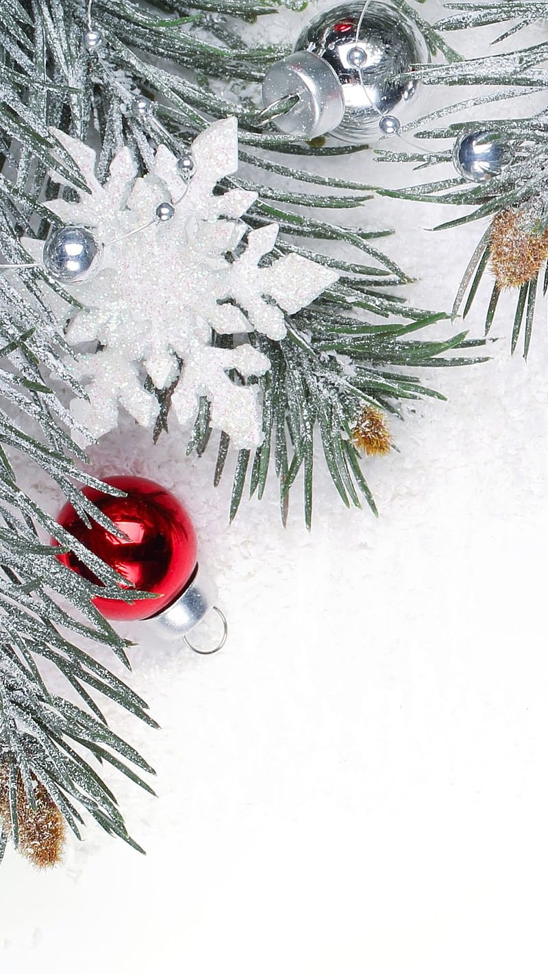 Winter Christmas , bulbs, snowflake, tree, HD phone wallpaper