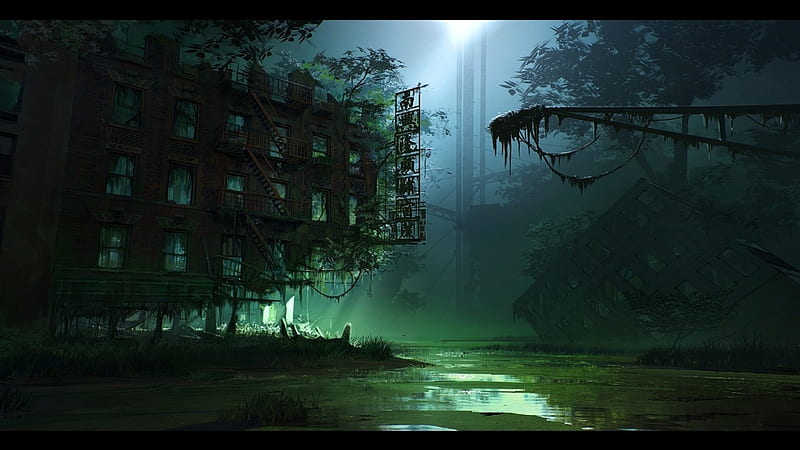 'Dark swamp'....., water, eerie, swamp, dark, HD wallpaper