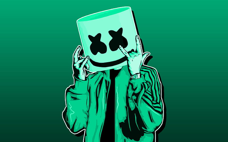 DJ Marshmello turquoise background, american DJ, minimal, Christopher  Comstock, HD wallpaper | Peakpx