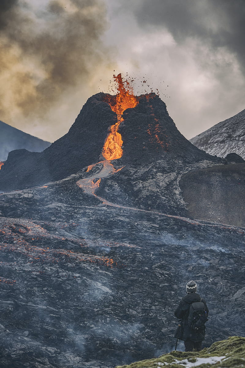 volcano, lava, eruption, hot, HD phone wallpaper