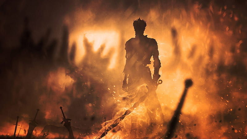 Dark Souls Sword Warrior Around Fire Games, HD wallpaper