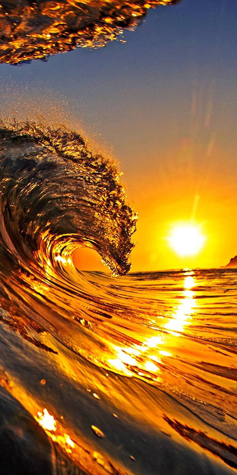 Waves, sunset, HD phone wallpaper