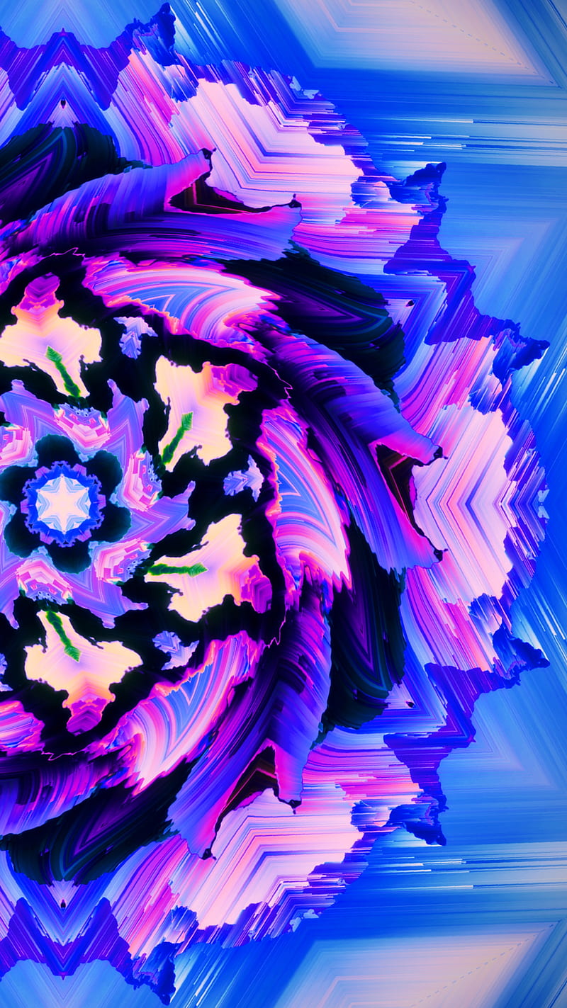 Polar Plexus, abstract, blue, canyon, flower, glitch, pixel sort, purple, rainbow, rose, HD phone wallpaper