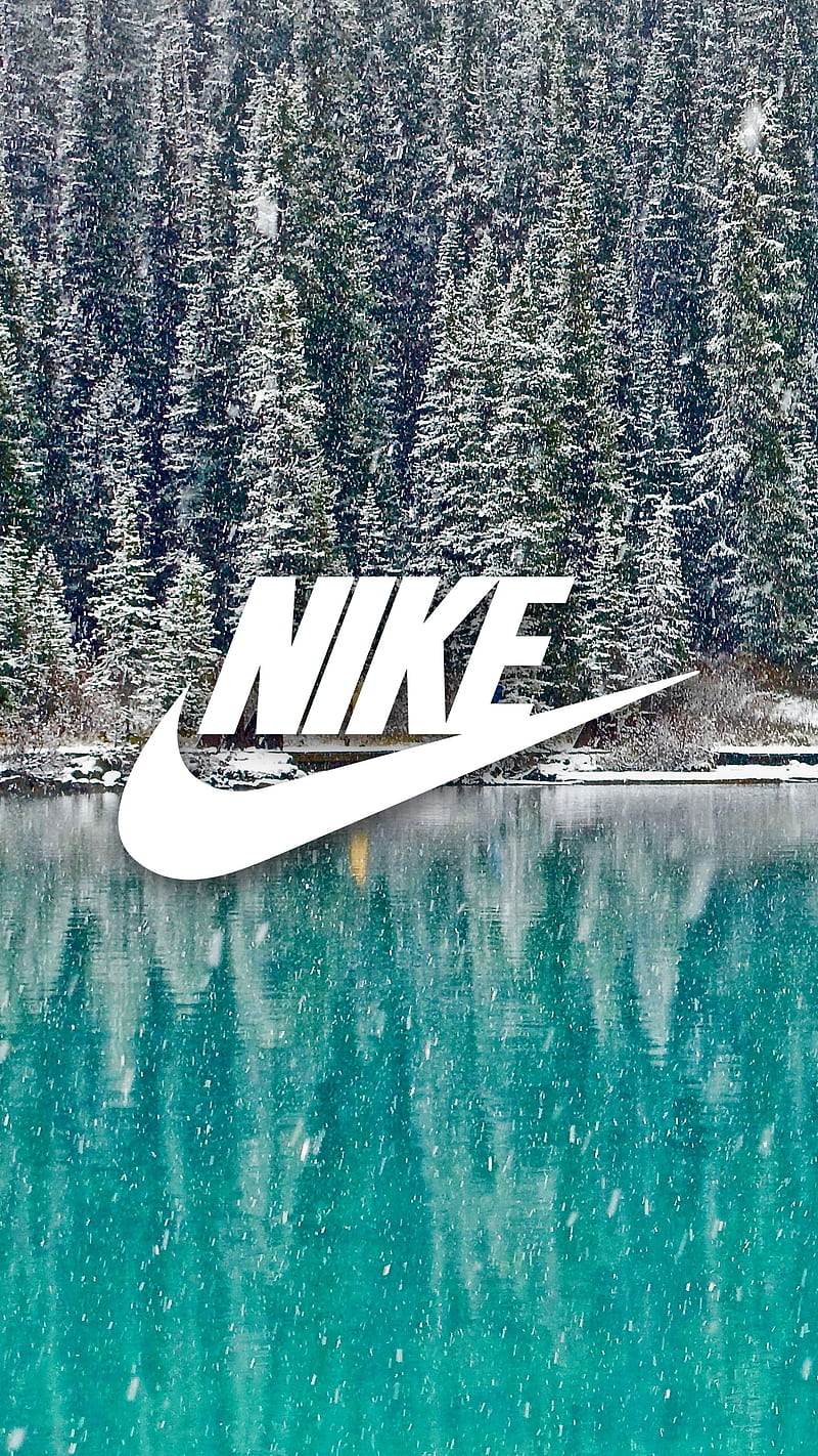 Nike Winter, blue, brand, cold, landscape, logo, nature, snow white, HD phone wallpaper