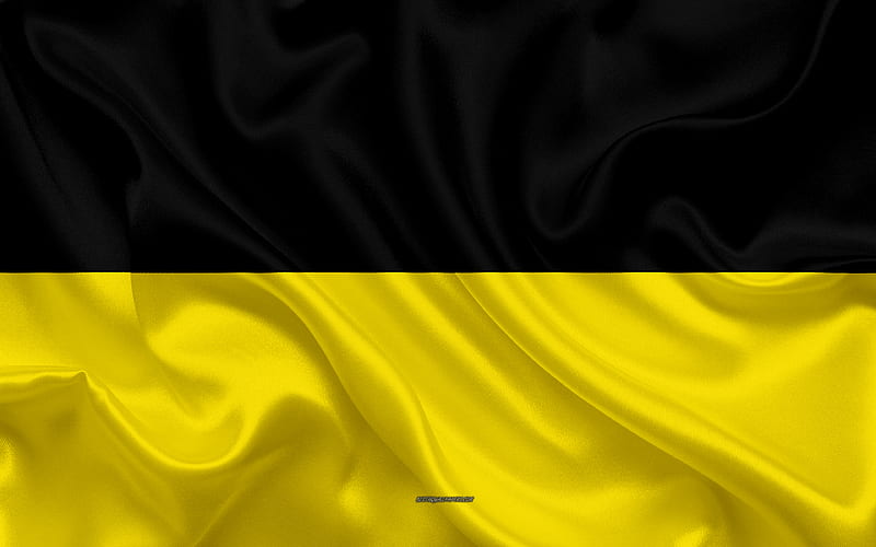 Flag of Munich silk texture, yellow black silk flag, coat of arms, German city, Munich, Bavaria, Germany, symbols, HD wallpaper