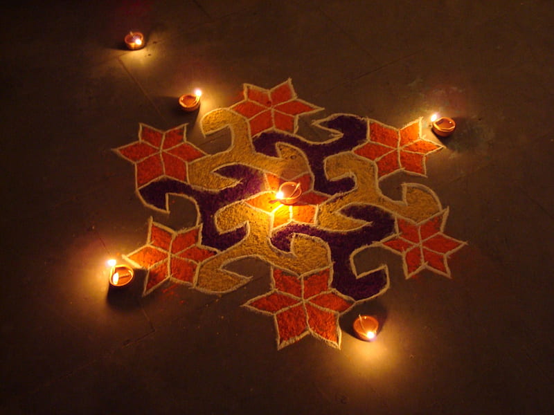 Diwali Rangoli, festival, diya, rangoli, diwali, joy, lights, HD wallpaper  | Peakpx