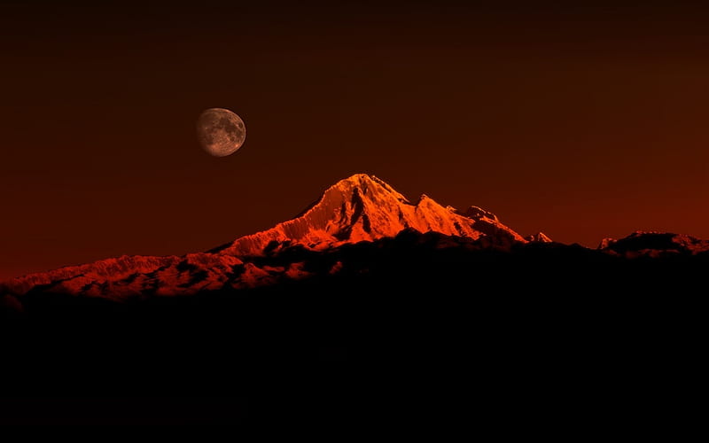 HD moon mountain red wallpapers | Peakpx