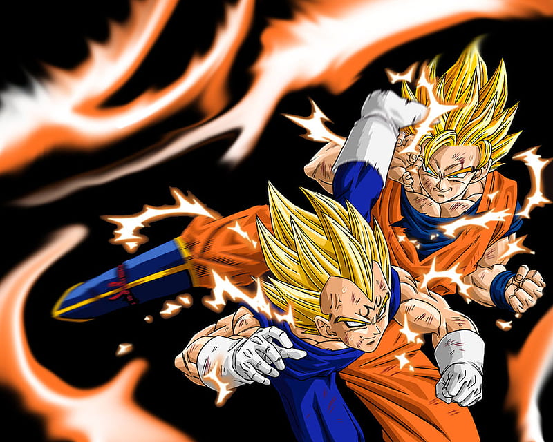 Goku SSJ2 vs Majin Vegeta SSJ2  Desenhos de anime, Tatuagens de anime,  Anime