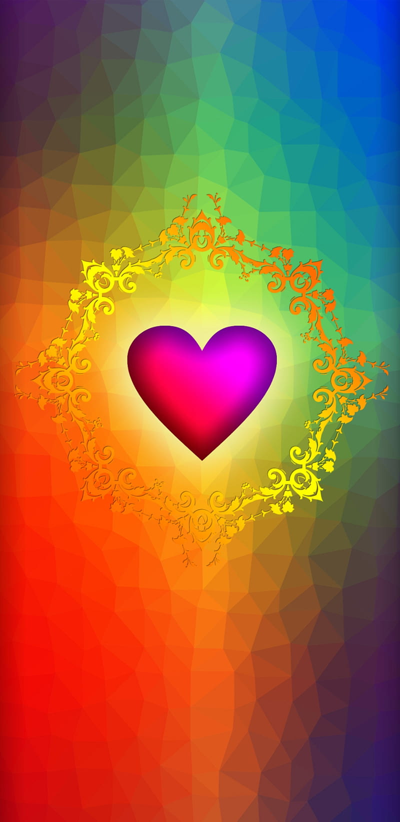 Rainbow Love, colourful, girly, gold, love , pretty, HD phone wallpaper