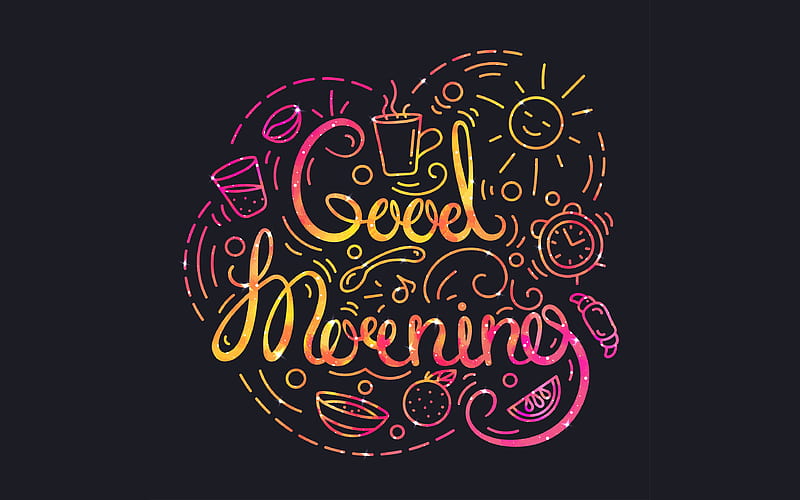 Good Morning, typography gray backgrounds, good morning wish, creative, minimal, good morning concepts, HD wallpaper